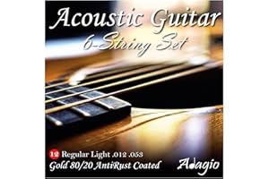 ADAGIO MUSICAL INSTRUMENTS Multipack 2x Full Sets of Acoustic Guitar Strings 80/20 Bronze Coated Medium 12-53 by ADAGIO PRO Plus FREE Chord & Scale Chart