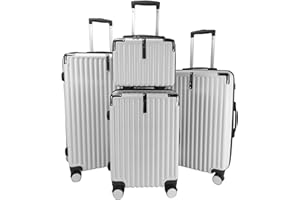 GOODS EMPORIUM Suitcase Set - Cabin Suitcase - Large Medium Small Size Lightweight Suitcases 4 Wheel & Hard Shell - Hand Luggage Bag Flight Carry-ons Travel Cabin Bags (White, Set of 4)