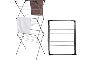 Rainberg 3 Tier Clothes Airer, Heavy Duty Foldable Clothes Drying Rack, with Non-Slip Feet for Indoor and Outdoor, Flat Foldable for Space Saving
