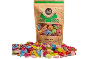 BON BAG - Vegan Fizzy and Fizz-Free Pick And Mix Jelly Sweets, 1L Pouch Bags Of Sweets. Bulk Candy Assortment In Large Resealable Party Bag, Great For Sharing Or As A Treat Gift (800g)