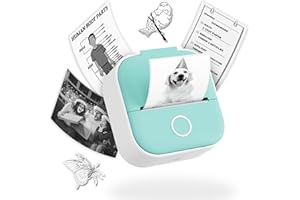 Omezizy T02 Sticker Printer - Thermal Bluetooth Pocket Printer with 1 Roll Sticker Paper, Inkless Printer Print Pod for DIY, Scrapbook, Journal, Study Notes, Memo, List, Birthday