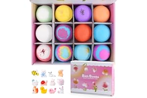 Ecofocet 12 Pezzi Set Regalo di Bombe da Bagno, Naturali Bombe da Bagno per Bambini con Sorpresa all'interno, Fizzies da Spa, Aromaterapia con Oli Essenziali, Regalo per Ragazze e Ragazzi