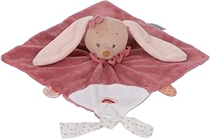 Nattou Doudou Plat Lapine Pauline, Compagnon de Naissance, 27 x 27 cm, Pauline et Sasha, Vieux rose/Rose/Blanc