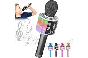 Tivifore Microphone sans Fil Karaoké, Micro Karaoke Enfant avec Lumières LED de Danse, Micro Karaoké Bluetooth, Microphone Micro Karaoké Bluetooth Enfants