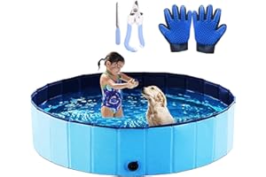 Icelus 120 * 30 cm Hundepool,Faltbarer Hunde Planschbecken Swimmingpool Katzen Hundebadewanne Pool Für Hund Katze PVC Rutschfester Haustier Badewan