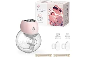 Sacaleches Electricos, ANWIKE Sacaleches Manos Libres Portátil Ultra Silencioso, 4 Modos 12 Niveles con Pantalla Táctil LED, Memoria de Modo, Saca Leche Materna Electrico con Bridas de 21/24mm, Rosa