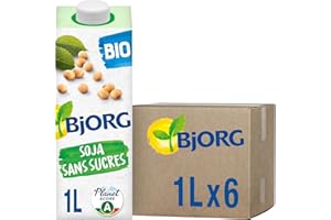 BJORG - Boisson Végétale Soja Sans Sucres - Boisson Bio Riche en Protéines - 1 L x 6