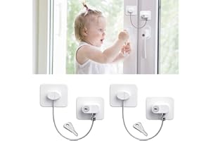 QEEROYO Seguridad para Ventanas Puertas, Limitadores de Puertas y Ventanas, Cerraduras de Puertas y Ventanas, Puerta Cierre de Seguridad, Cerradura Nevera, Candado Nevera Autoadhesiva