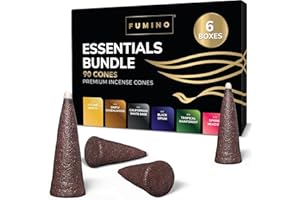 Fumino Incenso Coni Multipack Essenziale 6 Scatole 90 Coni Incensi Naturali Masala Agarbatti Fragranza Profumata Incenso Meditazione e Relax, Decorazione Casa e Ambienti - Narghile Melassa
