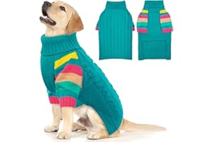 MHAUSTLIE Dog Jumper,Large Dog Jumper for Daily Clothes, Pet Thick Warm Knit Dog Clothes For Big Dogs Boy Girl, Turtleneck Dog Sweaters Fall Winter Apparel for Pitbull Labrador Retriever