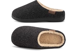 VeraCosy Men's Fuzzy Slip-on Slippers Warm Comfy Memory Foam Non-slip Indoor House Shoes