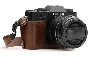 MegaGear MG958 Ever Ready skórzane etui na aparat i pasek kompatybilne z Fujifilm X-T30, X-T20, X-T10 - ciemnobrązowy