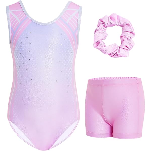 Ensemble Sport Pour Fille Enfant - Justaucorps, Gilet Et Short, 90% Polyester 10% élasthanne, Gymnastique, Danse, Yoga