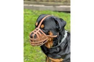 L&J PETS UK Lekka kaganiec dla psa z prawdziwej skóry do rottweilera, mastifa i innych podobnych pysków