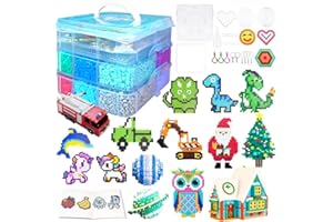AJAZPER Set Perline da Stirare, 5MM 11000 Pezzi Perline a Fusione con Custodia, Pegboard, Guida Utente, Design gioielli, Decorazioni, Creativo Regali Compleanno Natalizio Fai-da-Te per Bambini (20 Colori)