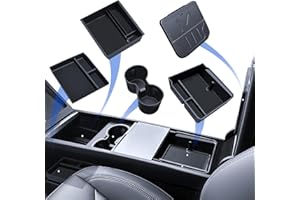 LANTU 5 Sztuk Akcesoriów do Tesla Model 3 2024-2025 Organizer Konsoli Środkowej, Taca Silikonowa, Pudełko na Podłokietnik, Ukryte Pudełko i Uchwyt na Kubek