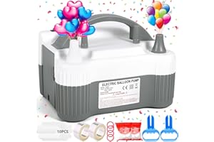 POWZOO Pompe à Ballon électrique avec Accessoires de décoration,Gonfleur Ballon 220-240V 600W,Pompe à Ballon Haute Puissance,Deux Modes,Deux Buses,pour Anniversaire,fête, Mariage,décoration de Noël.