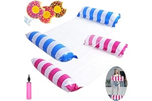 XIAOTU 2PCS Hamaca de Agua 4 en 1 Piscina Tumbona Hamaca Inflable de Agua Flotante colchoneta Piscina con Soporte Hinchable para Bebidas+Bomba de Aire