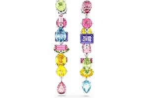 Swarovski Długie kolczyki Gema, Wzór asymetryczny, Szlify różnorodne, Długie, Różnokolorowe, Powłoka z rodu