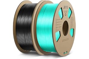 JAYO Filament PLA Silk 1,75 mm, Shiny PLA do drukarki 3D, 2,2 kg, filament Neatly Wound, dokładność pomiaru +/- 0,02, 2 cewki PLA+ czarny + zielony