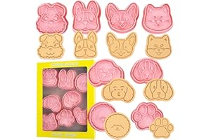 CRETHINK Set di 8 formine per biscotti per cani, in plastica, motivo "PawTheme" per cani, divertenti stampi per biscotti, ideali per fare dolcetti per cani.