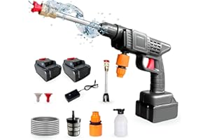 MAGIC SELECT Pistola de Alta Presión. Limpiador de Alta Presión Portátil 35Bar/500PSI y 1500mAh/300W y 2 Baterías 48V. Set de Pistola Hidrolimpiadora Inalámbrica, Recargable para Limpiar Coche, Terraza, Jardín.