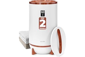 SereneLife Hot Towel Warmer Bucket w/ Customized Fragrance for Bathroom and Spa, Luxury Towel Heater Gift for Him or Her, Auto Shut Off, LED Display, Fits 2 Large Towels, Blankets, Bathrobes - Cherry