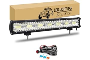 RIGIDON 51cm 420W Barre de led 4x4 avec 12V Faisceau de câblage kit, longue portée barre lumineuse led pour Offroad Véhicules Voiture camions SUV ATV, 6000K feu antibrouillard