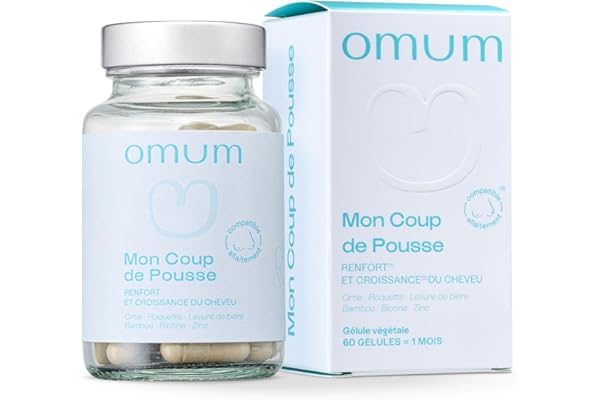 OMUM - Mon Coup de Pousse Complément Alimentaire - Pousse & renfort de la fibre capillaire, anti-chute - Compatible allaitement - 60 gélules pour 1 mois de cure