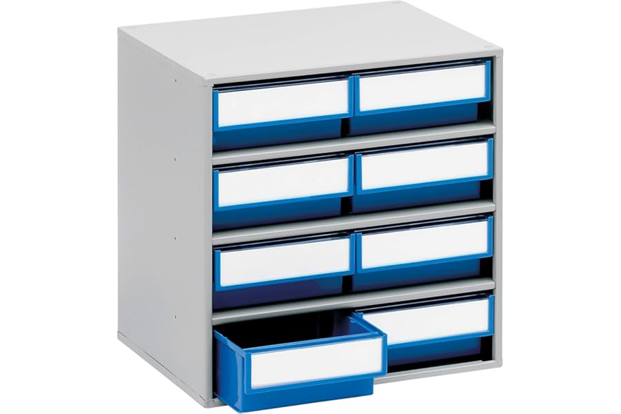 Treston 0830-6 Storage Cabinet, Graues Gehäuse, Blaue Schubladen, Overall Size 400 x 300 x 395mm