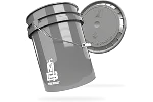 MAGIC BUCKET | Wascheimer Set für Auto Handwäsche Grau mit passendem Eimer Deckel | 5 US GALLONEN ca. 20 Liter | kompatibel mit Grit Guard, Detail Guardz Dirt Lock, Chemical Guys Dirt Trap