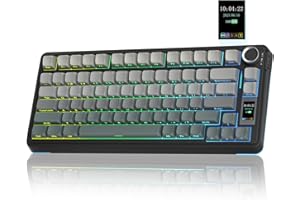 AULA S75Pro Wireless Gaming Keyboard 75 Percent,BT5.0/2.4G/USB-C Mechanical Keyboards with Screen & Multifunction Knob,Five-layer Padding,Hot Swap,RGB Backlit,Creamy Keyboard for Win/MAC (Black)