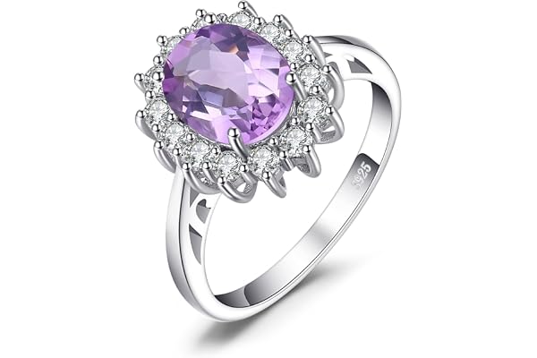 JewelryPalace Diana Princesse Kate Middletonu Bague Femme Naturelle Pierre Améthyste Péridot Grenat Citrine Topaze, Argent 925 Plaqué Or Jaune Plaqué Or Rose, Vintage Ensemble Parure de Bijoux Cadeau