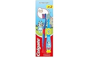 Colgate Kids Bluey Toothbrush 2-5 Years, Children’S Toothbrush X2, Small Brush Head for Easy Access, Extra Soft Bristles for Gentle Cleaning, Rounded Handle for Comfortable Grip