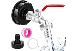 MAUEPERSU obinet Cuve 1000l, Vanne Cuve 1000l IBC S60X6, Cuve 1000L, Raccord Cuve 1000L, Adaptateur Cuve 1000l (Alliage/Plastique) 3/4" 1/2", Bouchon Cuve 1000l, Robinet de Jardin pour Baril de Pluie, Jardin