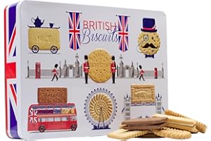 THE SILVER CRANE CO. British Biscuits Gift Set - Christmas Treats Tin, Luxury Assorted Snack Selection Box, Festive Biscuits Souvenirs Tin - Novelty British Food Gifts for Men and Women, Hamper Presents 350g