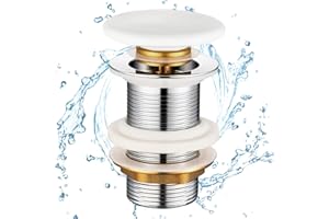 OTOmitra Desague Lavabo, Tapones de Desagüe Lavabo, Válvula de Desagüe Pop-Up sin Rebosadero, Pop-Up Válvula Desagüe, Valvula click clack lavabo blanca, Válvula Desagüe Fregadero