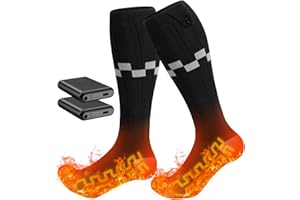 ikuchelife 2024 Calzini riscaldati, 2 batterie da 9000mAh/5V incorporate, calzini riscaldati, calzini riscaldati lavabili, riscaldamento massimo di 16,5H,