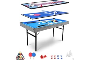 HOTSIZZ HLC 5-in-1 Multi-Sports Game Table,5FT Folding Combo Pool/Snooker Multi Sports Game - Billiard Table, Hockey Table, Table Tennis Table, Shuffle board and Bowling, For Kids and Adults