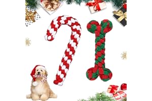 OUOQI Weihnachts Zuckerstangen Seil,2 Pcs Hundespielzeug Weihnachts Seil,Weihnachten Haustier Hund Spielzeug,Hundeseilspielzeug Weihnachten,Hundespielzeug Zuckerstange