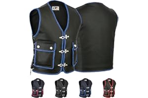 German Wear Leder Motorrad Kutte Karabiner Lederweste Bikerweste Motorradweste geflochten