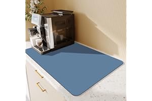 RUNUP Coffee Machine Mat Super Absorbent Dish Drying Mat, 40*60 cm Kitchen Draining Mat, Coffee Machine Quick Dry Dish Drainer Anti Slip Mat for Kitchen Counter (Blue, 40*60 cm)