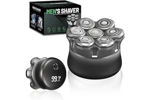 RUSHMORE ROSE USA Rasoir Electriques Hommes, 7D Rasoir Tete Chauve Homme, Tête Magnétique Tondeuse Barbe Homme, Tondeuse à cheveux portable étanche sèche/humide, avec écran LED