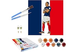 QDUODUO Fußball Malen Nach Zahlen mit Rahmen für Erwachsene Anfänger und Kinder ab 6 Jahre, KM10 Fussball Paint by Numbers mit Leinwand Pinseln Acrylpigment, 20x20cm Klein DIY Handgemalt Gemälde Kit