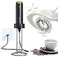 CIRCLE JOY Milk Frother Handheld, Electric Rechargeable Wall Mounted Milk Foamer with 2-in-1 Stainless Steel Stand, Mini Drink Mixer Coffee Frother for Cappuccino, Latte, Matcha