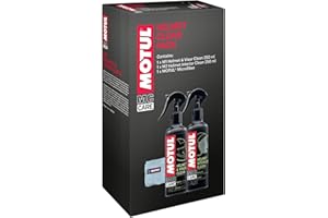 Motul - Kit de Nettoyage Casque Moto - Nettoyant Extérieur Casque et Visière Moto + Nettoyant Intérieur + Chiffon en Microfibre - MC Care Helmet & Visor Clean M1 - MC Care Helmet Interior Clean M2