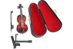 Tbest Violino Miniatura con Custodia, Modello di Violino in Miniatura con Accessori per Casa e Ufficio