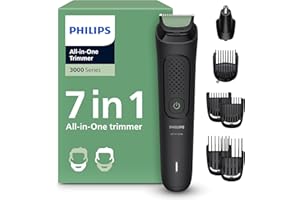 Rifinitore Philips Multigroom serie 3000 tutto in uno 7 in 1 - Rifinitore per barba e capelli, Lame autoaffilanti delicate sulla pelle, 10 impostazioni di lunghezza, Modello MG3930/15
