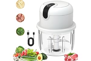 GEYUEYA HOME Tritatutto Elettrico,Mini Frullatore Tritatutto Portatile Wireless da 300 ML,Tritacarne Elettrico Chopper Ricaricabile USB,Robot da Cucina per Peperoncino/Verdura/Peperoni/Carne