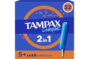 Tampax Compak, Tampons Avec Applicateur Super Plus, 22 Pochettes Individuelles, Flux Abondants, Sans Parfum et Colorant, Testé sous Controle Gynécologique, Protection Et Confort Pendant Vos Règles